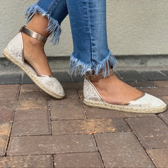 NIB Rose Gold Mary Jane Ankle Strap Espadrille - Picture 4 of 8